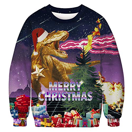 Sudadera con capucha de dinosaurio de Navidad 3D moda clásica con capucha unisex