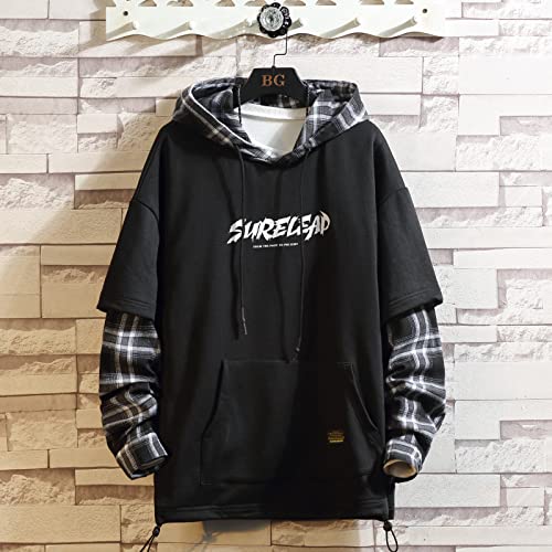 Sudadera con capucha de los hombres con estampado de letras de Streetwear sudadera con capucha, Black801, L/3XL