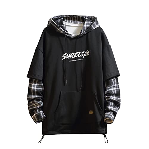Sudadera con capucha de los hombres con estampado de letras de Streetwear sudadera con capucha, Black801, L/3XL