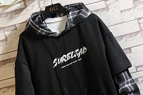 Sudadera con capucha de los hombres con estampado de letras de Streetwear sudadera con capucha, Black801, L/3XL