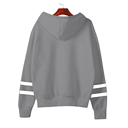 Sudaderas Navideñas Pareja Novedad Reno Estampado de Navidad Para Jersey Navidenos Mujer Pullover Navideñas Señora Dama Chica Regalos Baratos Navidad Hoody de Manga Larga Sweaters con Rayas, Gris