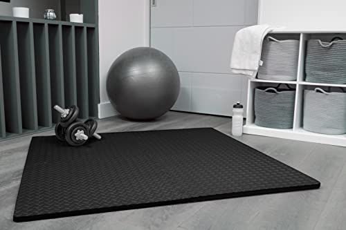 Suelo goma eva; 4 Piezas y 8 Bordes; Grosor de 2cm; 61,5 x 61,5cm; suelo gimnasio – Más gruesas y grandes que las baldosas habituales, para Gym, Tatami Puzzle.