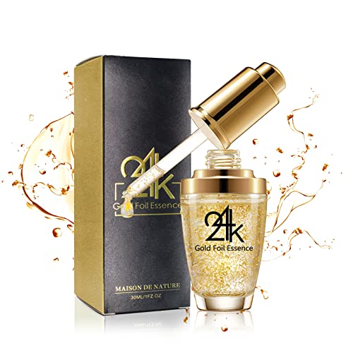 Suero Facial, Esencia Facial de oro de 24K con ácido Hialurónico para el Cuidado de la piel, Suero Antienvejecimiento para Arrugas, Suero Hidratante de Esencia de piel Reafirmante para Mujeres - 30 ml