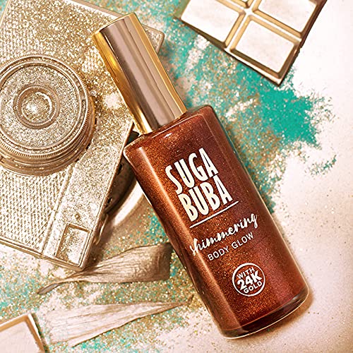 Suga Buba brillo corporal | Maquillaje para el cuerpo y las piernas | Crema hidratante de brillo corporal dorado | Aceite de brillo corporal | Loción de brillo | Brillo instantáneo | 100ml