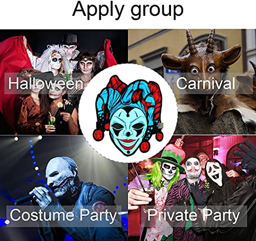 SUGOO Máscara de payaso LED para Halloween, con control por voz, para adultos y niños, festival de máscaras, fiestas de cosplay, accesorios de disfraz, máscara espeluznante