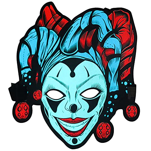 SUGOO Máscara de payaso LED para Halloween, con control por voz, para adultos y niños, festival de máscaras, fiestas de cosplay, accesorios de disfraz, máscara espeluznante