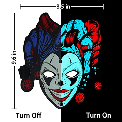 SUGOO Máscara de payaso LED para Halloween, con control por voz, para adultos y niños, festival de máscaras, fiestas de cosplay, accesorios de disfraz, máscara espeluznante