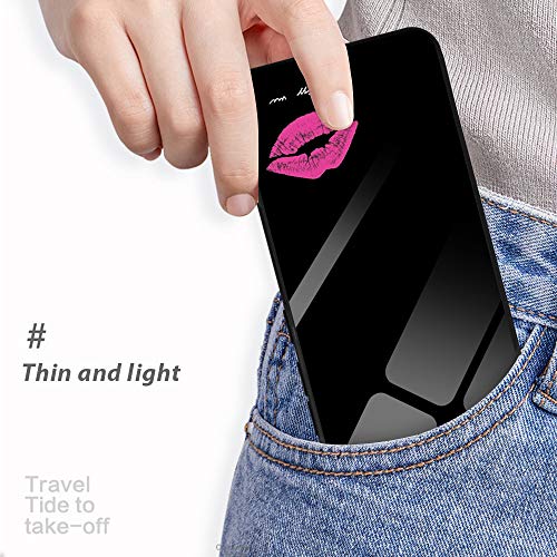 Suhctup Compatible con Xiaomi Redmi K20 Funda Vidrio Templado con Cordón Cuerda y Dibujos Diseño Carcasa TPU Cuadro Suave Bumper Anti-Choques Anti-Arañazos Cover,Lmpresión de Labios 1