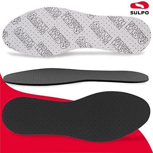 SULPO - 4 pares de plantillas contra el sudor Acti Carbon, plantillas con carbón activo, para hombre y mujer, anti sudor, para zapatos de trabajo y botas de goma / talla 36-46, color Gris, talla 37