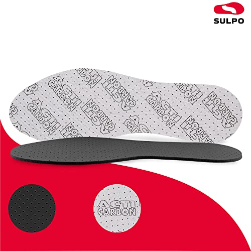 SULPO - 4 pares de plantillas contra el sudor Acti Carbon, plantillas con carbón activo, para hombre y mujer, anti sudor, para zapatos de trabajo y botas de goma / talla 36-46, color Gris, talla 37