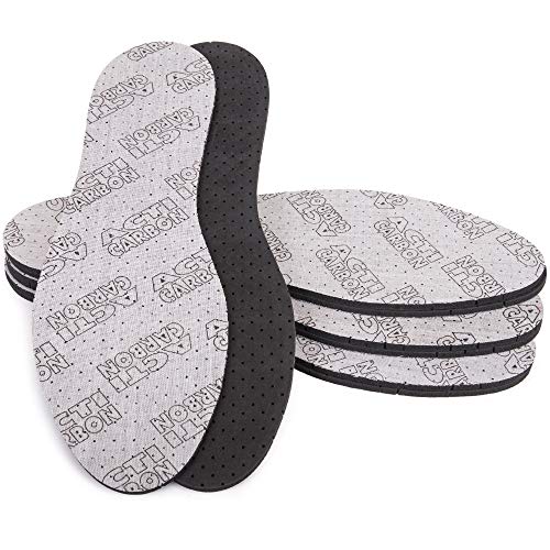 SULPO - 4 pares de plantillas contra el sudor Acti Carbon, plantillas con carbón activo, para hombre y mujer, anti sudor, para zapatos de trabajo y botas de goma / talla 36-46, color Gris, talla 37