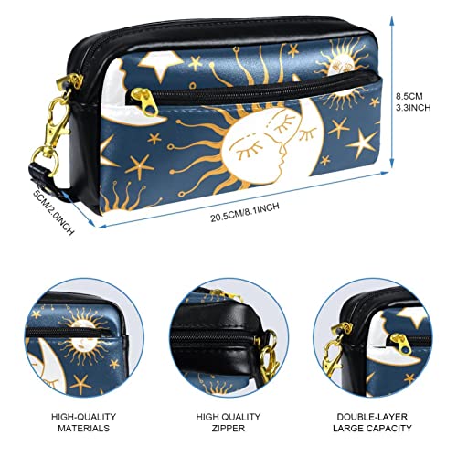 Sun Moon Kiss - Estuche para lápices de piel sintética para oficina, escuela, estudiante
