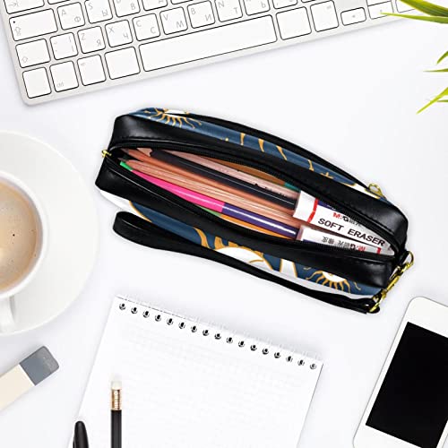 Sun Moon Kiss - Estuche para lápices de piel sintética para oficina, escuela, estudiante