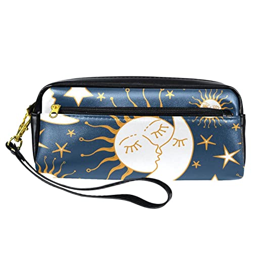 Sun Moon Kiss - Estuche para lápices de piel sintética para oficina, escuela, estudiante