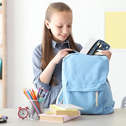 Sun Moon Kiss - Estuche para lápices de piel sintética para oficina, escuela, estudiante