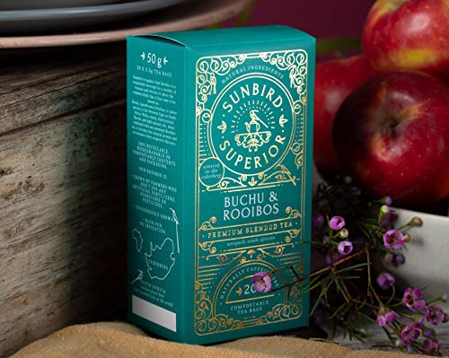 Sunbird Rooibos Buchu Rooibos | Té Rojo con Buchu | 20 bolsas de composta | Rare Premium Rooibos | 100% Ecorresponsable |
