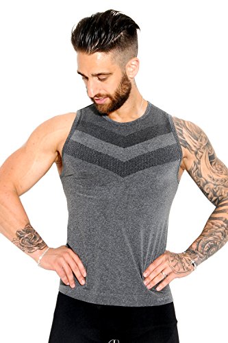SUNDRIED Mens Ajuste del músculo del Chaleco sin Mangas de compresión Gimnasio Top (Negro, L)
