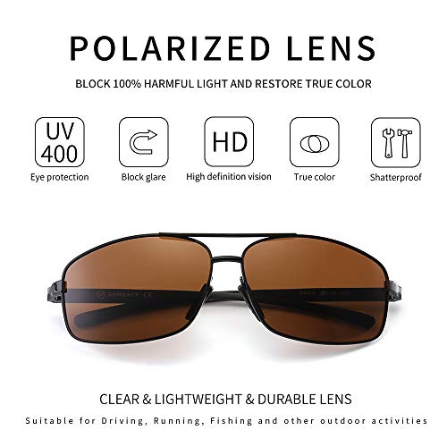 SUNGAIT Gafas de sol Hombre Polarizadas Clásico Retro Gafas de sol para Hombre metal Marco Negro/Marrón 2458
