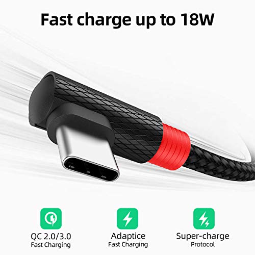 SUNGUY Cable USB C en ángulo Recto【0.3m x2】 Cable de Cable de sincronización rápida de Carga y sincronización de Datos USB 2.0 Tipo-C de 90 Grados para Samsung S10, Redmi Note 7, Moto G7, GoPro 7 8