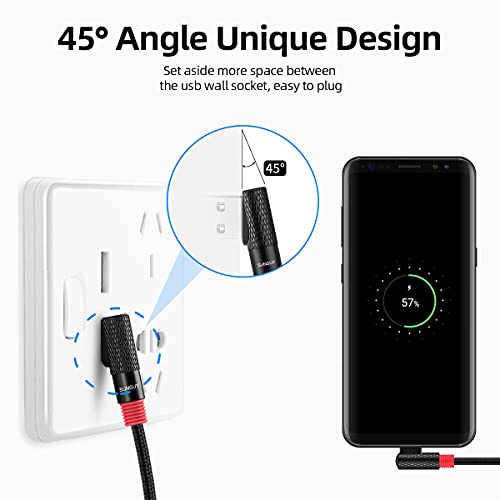 SUNGUY Cable USB C en ángulo Recto【0.3m x2】 Cable de Cable de sincronización rápida de Carga y sincronización de Datos USB 2.0 Tipo-C de 90 Grados para Samsung S10, Redmi Note 7, Moto G7, GoPro 7 8