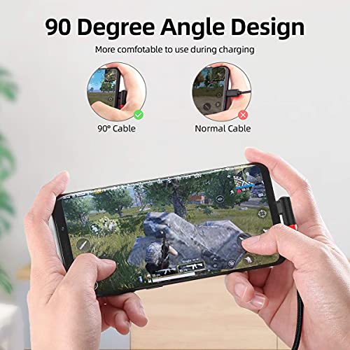 SUNGUY Cable USB C en ángulo Recto【0.3m x2】 Cable de Cable de sincronización rápida de Carga y sincronización de Datos USB 2.0 Tipo-C de 90 Grados para Samsung S10, Redmi Note 7, Moto G7, GoPro 7 8