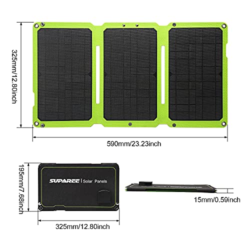 SUPAREE 30W Cargador Solar Portátil, Panel Solar Cargador Ligero Impermeable Placa Solar Power Bank Compatible con 2 Puertos USB para Dispositivos USB Recargables, Teléfonos, Cámara, Tablet etc.