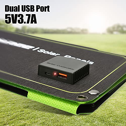 SUPAREE 30W Cargador Solar Portátil, Panel Solar Cargador Ligero Impermeable Placa Solar Power Bank Compatible con 2 Puertos USB para Dispositivos USB Recargables, Teléfonos, Cámara, Tablet etc.