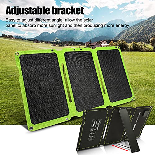 SUPAREE 30W Cargador Solar Portátil, Panel Solar Cargador Ligero Impermeable Placa Solar Power Bank Compatible con 2 Puertos USB para Dispositivos USB Recargables, Teléfonos, Cámara, Tablet etc.