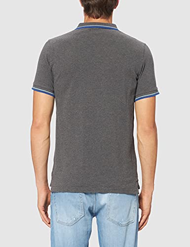 Superdry S/S Tipped Polo, Rich Charcoal Marl/Royal, XXL para Hombre