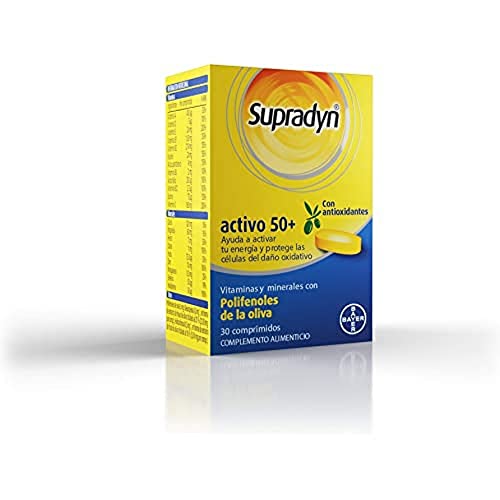 Supradyn Activo 50+ Multivitaminas para Mayores de 50 con Vitaminas, Minerales y Antioxidantes, una Ayuda para Proteger las Células del Daño Oxidativo y Recargar la Vitalidad, 30 Comprimidos