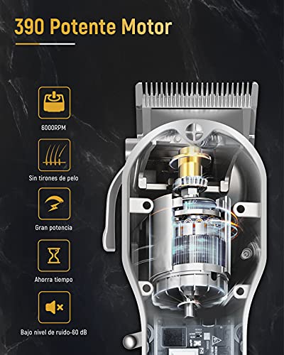 SUPRENT Cortapelos profesionales para hombres, Corte de pelo inalámbrico set de recortadora, Super batería recargable barba recorrecorkit de aseo con peines guía de acero inoxidable,kit de familia