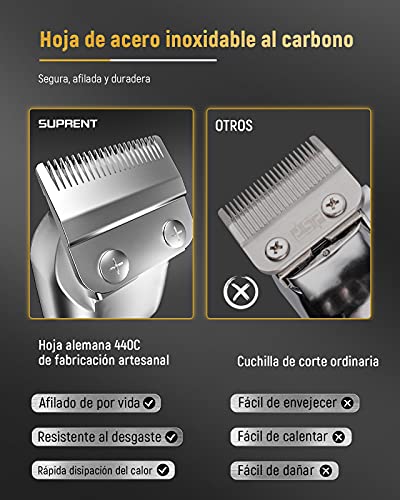 SUPRENT Cortapelos profesionales para hombres, Corte de pelo inalámbrico set de recortadora, Super batería recargable barba recorrecorkit de aseo con peines guía de acero inoxidable,kit de familia