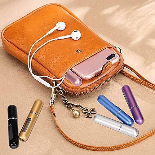 SUQ 6 Piezas de Perfume, Botellas de Atomizador Recargables de 5 ml, Fragancia Portátil Visible Vacía, Mini Botella de Spray de Atomizador de Perfume de Viaje, Cabe en su Bolso, Bolsillo, Equipaje