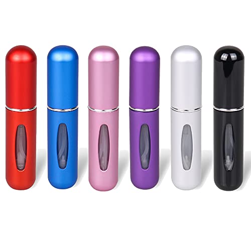SUQ 6 Piezas de Perfume, Botellas de Atomizador Recargables de 5 ml, Fragancia Portátil Visible Vacía, Mini Botella de Spray de Atomizador de Perfume de Viaje, Cabe en su Bolso, Bolsillo, Equipaje