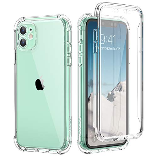 SURITCH Funda iPhone 11 360 Grados Transparente y Protector Antigolpes [Ultra Hybrid] Transparent PC Dura Resistente + TPU Silicona Bumper, Doble Cara Carcasa para iPhone 11 - Claro