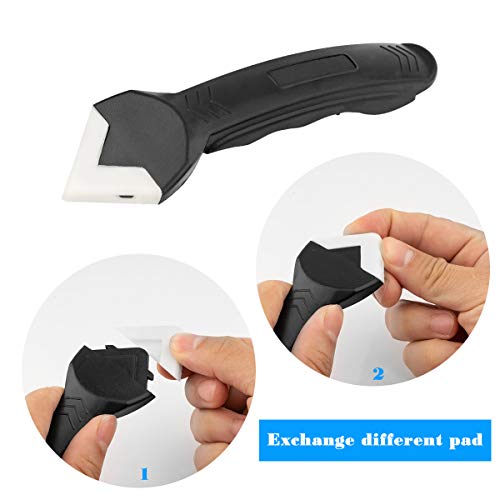 Surplex Rascador de silicona 3 en 1, kit de herramienta de rascador de silicona con 4 almohadillas reemplazables sellador herramienta para moldear el baño o la cocina