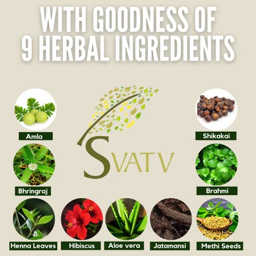 SVATV Henna Color de cabello NEGRO con 9 Hierbas II Cabello Mehndi, Color de cabello natural II 227g, 0.5 lb, 08 oz