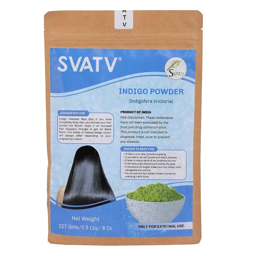 SVATV Natural Indigo Powder (Indigofera Tinctoria) for Black & Natural Hair Care | Promote Hair Growth | Increases Hair Thickness | ayurvedic powders Hair Products - 227g, 8oz