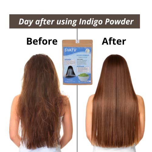SVATV Natural Indigo Powder (Indigofera Tinctoria) for Black & Natural Hair Care | Promote Hair Growth | Increases Hair Thickness | ayurvedic powders Hair Products - 227g, 8oz