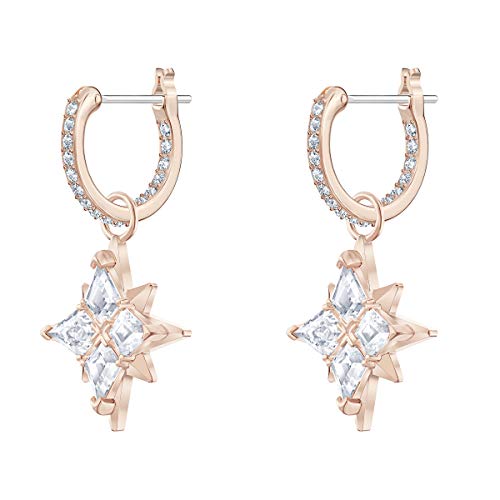 Swarovski Pendientes de aro Swarovski Symbolic, Estrella, Blanco, Baño tono oro Rosa