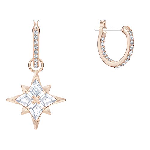 Swarovski Pendientes de aro Swarovski Symbolic, Estrella, Blanco, Baño tono oro Rosa