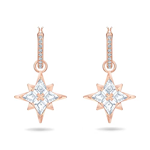 Swarovski Pendientes de aro Swarovski Symbolic, Estrella, Blanco, Baño tono oro Rosa