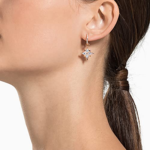 Swarovski Pendientes de aro Swarovski Symbolic, Estrella, Blanco, Baño tono oro Rosa