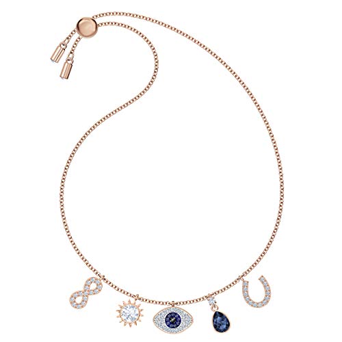 Swarovski Pulsera Swarovski Symbolic, Infinito, ojo turco y herradura, Azul, Baño tono oro Rosa