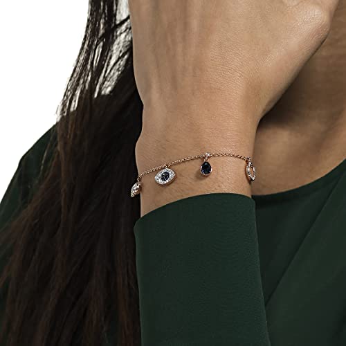 Swarovski Pulsera Swarovski Symbolic, Infinito, ojo turco y herradura, Azul, Baño tono oro Rosa