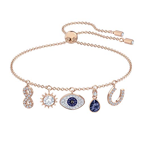 Swarovski Pulsera Swarovski Symbolic, Infinito, ojo turco y herradura, Azul, Baño tono oro Rosa