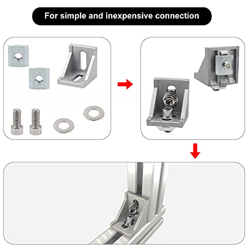 SWAWIS 30 Piezas Soporte de Esquina Forma de L Ángulo Recto, 4040 Perfil de Aluminio Soporte de Ángulo Recto, Soportes de esquina de acero inoxidable