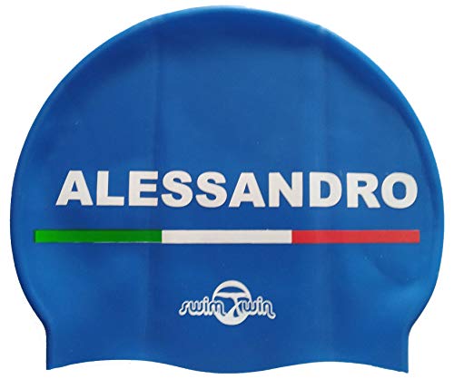 Swimxwin Alessio | Gorro de Silicona Personalizado con tu Nombre | Gorro de Natación| Alta Comodidad y aderencia | Diseño y Estilo Italiano