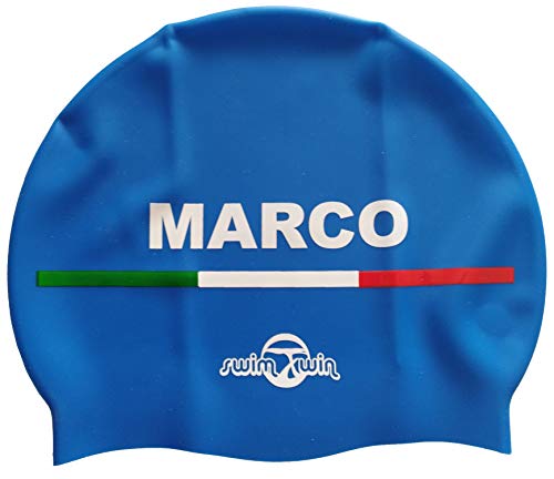 Swimxwin Alessio | Gorro de Silicona Personalizado con tu Nombre | Gorro de Natación| Alta Comodidad y aderencia | Diseño y Estilo Italiano