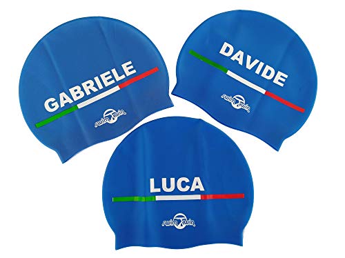 Swimxwin Alessio | Gorro de Silicona Personalizado con tu Nombre | Gorro de Natación| Alta Comodidad y aderencia | Diseño y Estilo Italiano